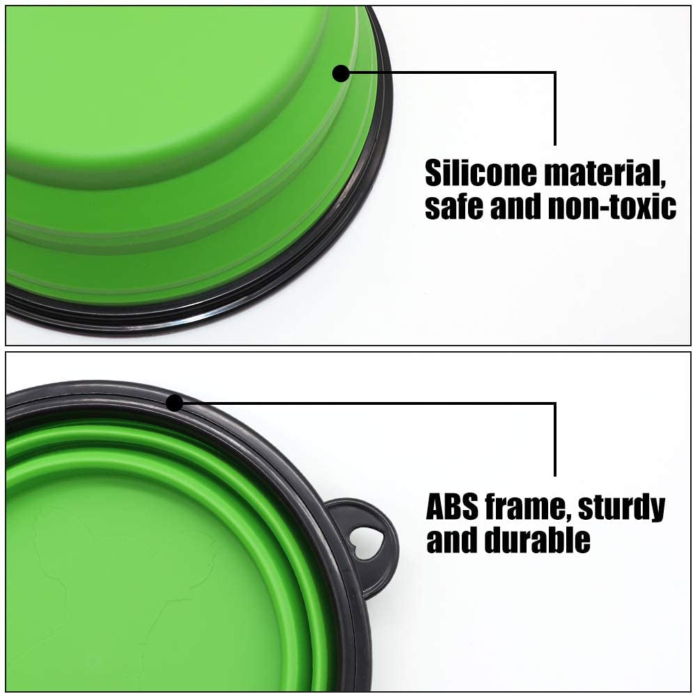 Collapsible Bowl I Portable Foldable Travel Bowls I Pets Water Feeding Bowls for Walking, Camping and Outdoors (Large, Green)