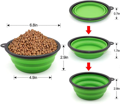 Collapsible Bowl I Portable Foldable Travel Bowls I Pets Water Feeding Bowls for Walking, Camping and Outdoors (Large, Green)