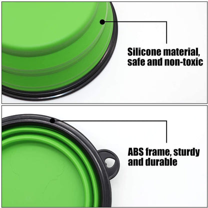 Collapsible Bowl I Portable Foldable Travel Bowls I Pets Water Feeding Bowls for Walking, Camping and Outdoors (Large, Green)