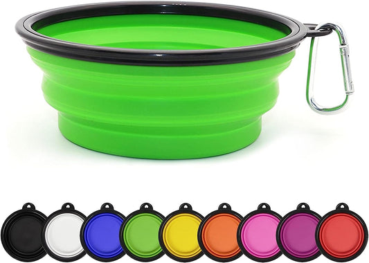 Collapsible Bowl I Portable Foldable Travel Bowls I Pets Water Feeding Bowls for Walking, Camping and Outdoors (Large, Green)